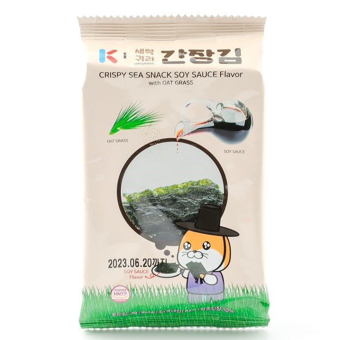 Crispy sea snack SOY SAUCE flavor with OAT GRASS 3g 8809106170028